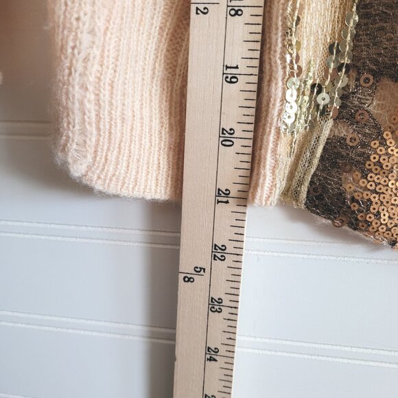 Free People Cardigan Sweater Womens Medium Peachy Pink Angora Blend Sequins - Picture 7 of 11